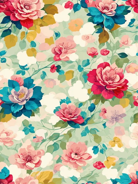 花パターンを繰り返すシームレスなパターンデザイン — ストックベクタ