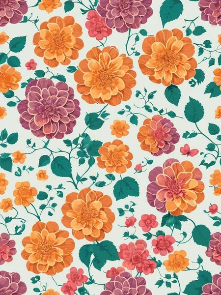 花パターンを繰り返すシームレスなパターンデザイン — ストックベクタ