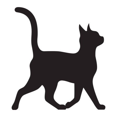 Bu basit bir kedi siluetinin siyah-beyaz çizimi.. 