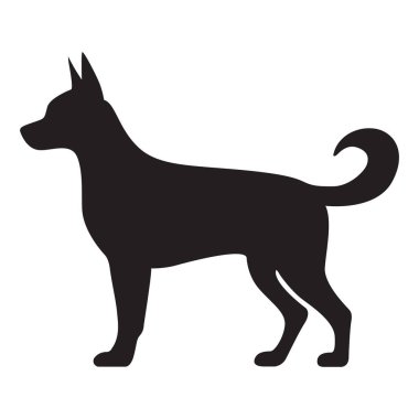Bu basit bir köpek siluetinin siyah-beyaz çizimi.. 