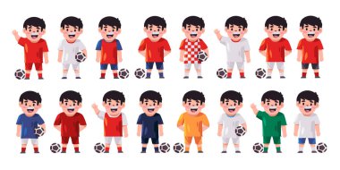 Çocuklar futbol oyuncusu gibi davranır. Renkli forma ve forma koleksiyonu yapar.