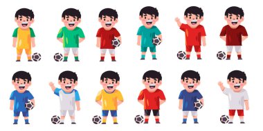 Futbolcu birçok ülkeden renkli forma vektörlü üniforma koleksiyonu