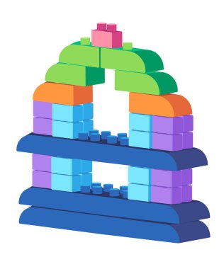 Ev yapımı tuğlalardan yapılmış oyuncaklar, renkli bulmaca vektörü