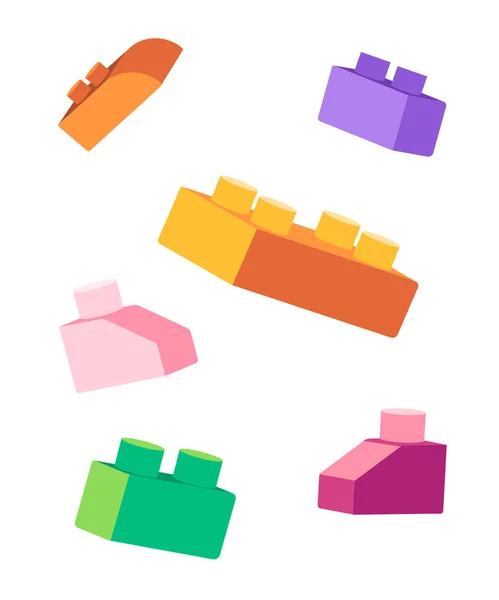 Briques Flottantes Volantes Jeu Jouets Coloré Puzzle Cude Vecteur — Image vectorielle