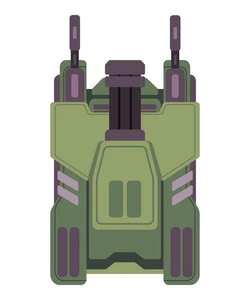 作战机械装甲军用车辆坦克顶视图游戏资产图形矢量在绿色矢量中的说明 — 图库矢量图片
