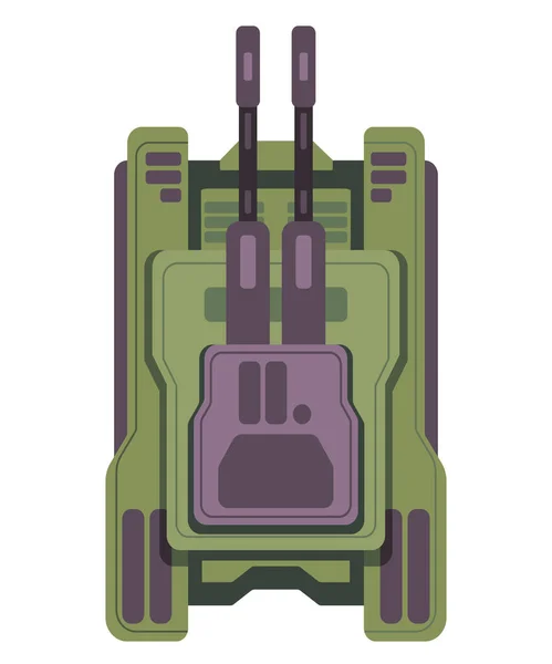 装甲军用车辆战斗坦克顶视图游戏资产图形矢量在绿色矢量中的说明 — 图库矢量图片