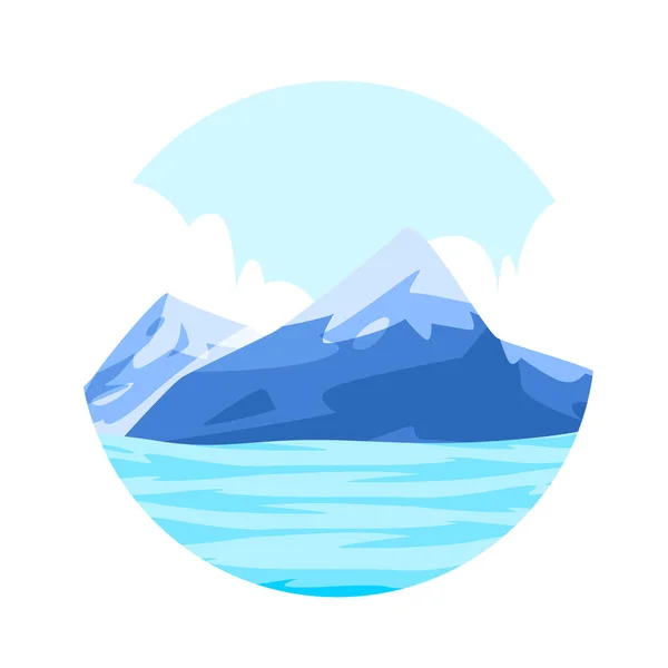 Blauwe Oceaan Golf Met Ijs Berg Blauwe Ijsberg Gletsjer Illustratie — Stockvector
