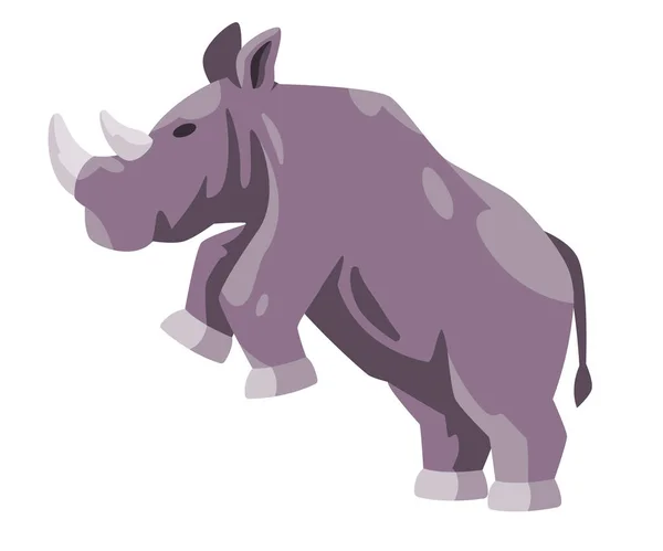Nosorożec Nosorożec Nosorożec Gigant Zwierzę Stojące Dwoma Nogami Szary Kolor — Wektor stockowy