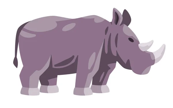 Nosorożec Nosorożec Nosorożec Gigant Zwierzę Dwa Dwa Klakson Szary Kolor — Wektor stockowy
