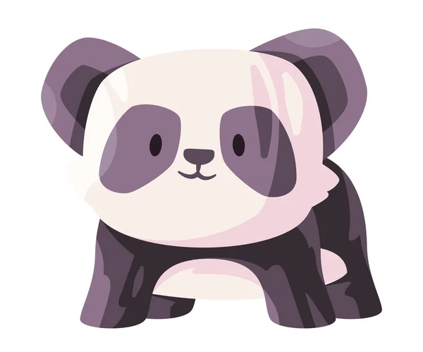 Poz Ver Panda Şirin Yüzlü Hayvan Bebeği Beyaz Renkli Çizgi — Stok Vektör