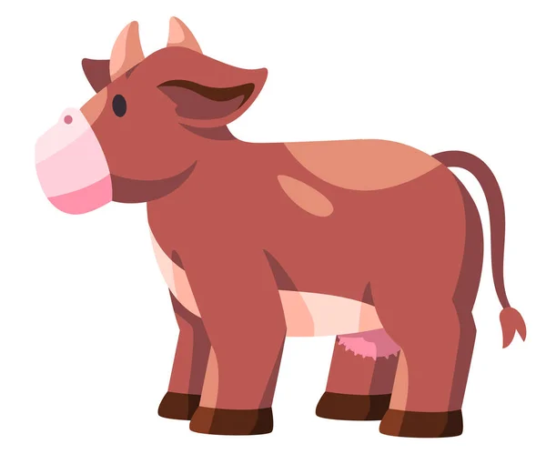 Иллюстрация Животного Скота Смешной Дружелюбный Мультяшный Цветовой Вектор — стоковый вектор
