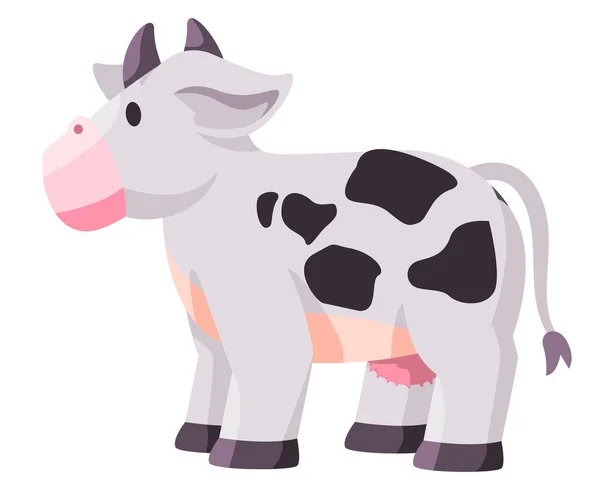 Ilustracja Zwierząt Gospodarskich Krowa Zabawny Przyjazny Wektor Postaci Kreskówki — Wektor stockowy