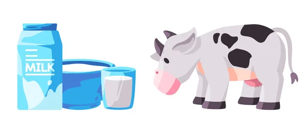 Γαλακτοκομικά Ποτά Προϊόν Από Αγελάδα Εικονογράφηση Φορέα Κινουμένων Σχεδίων — Διανυσματικό Αρχείο