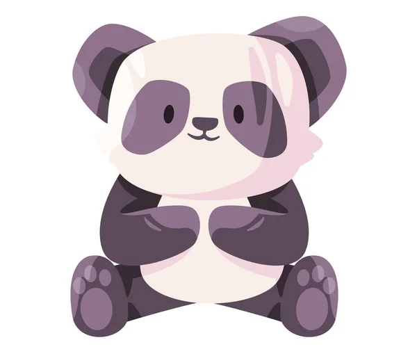 Panda Tier Bär Mit Niedlichen Entzückenden Gesicht Tier Puppe Weiß — Stockvektor