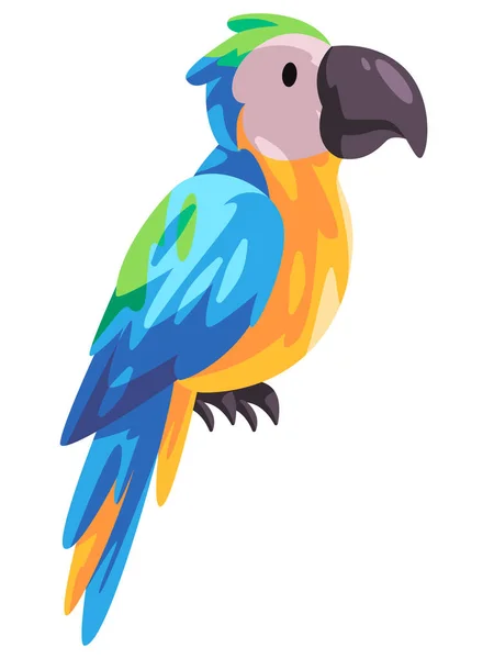 Papağan Kuşu Rengarenk Sevimli Kakatua Egzotik Sevimli Papağan Balığı Mavi — Stok Vektör