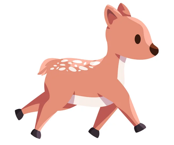 Bambi Running Adorable Baby Deer Brown Color Cute Young Animal — Stock Vector