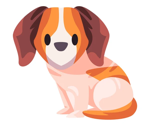 Kleine Hond Welp Pup Zittende Vector Illustratie Grafisch Friendlu Huisdier — Stockvector