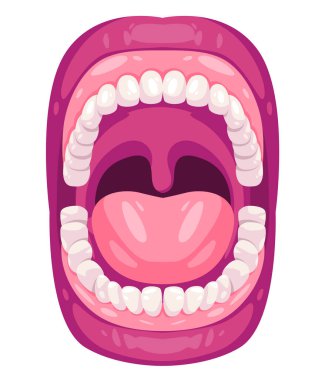 Ağız çene ön görünüm diş etleri ve dişler ortodontik vektör çizim illüstrasyon