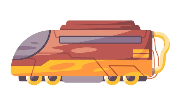 Vlak Dojíždějící Rychlé Metro Pára Punk Mechanické Stroje Podrobně Potrubím — Stockový vektor