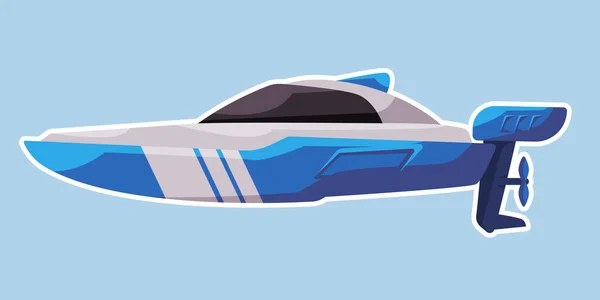 快艇快速海洋运输现代度假自然活动蓝色彩色矢量 — 图库矢量图片