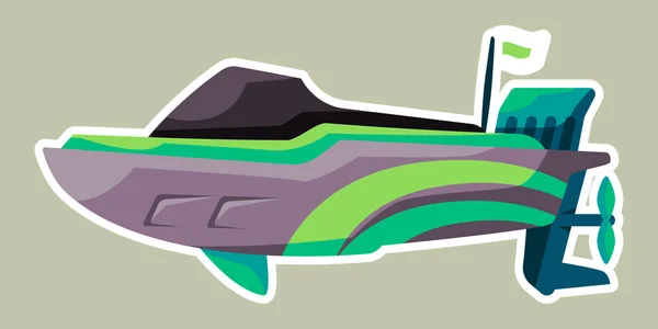 快艇快速海洋运输现代度假自然活动绿色色彩矢量 — 图库矢量图片