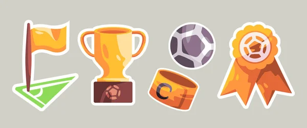Sport Football Football Trophée Champion Match Compétition Balle Coin Bras — Image vectorielle