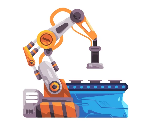 Roboterarm Mechanischer Gelenkhandroboter Automatische Maschinen Fabrik Produktionslinie Illustration Vektor — Stockvektor