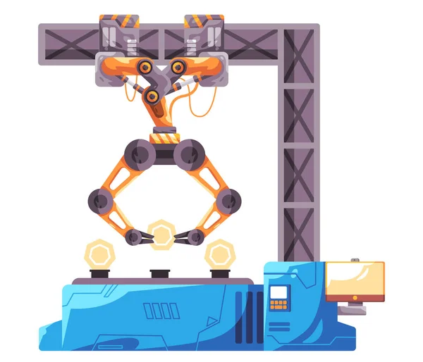 Виробнича Машина Роботизована Рука Механічний Зчленований Ручний Робот Автоматичного Машинобудування — стоковий вектор