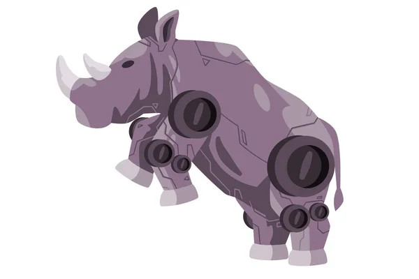 Rinoceronte Rinoceronte Corno Robot Grande Animale Giocattoli Robot Creatura Macchina — Vettoriale Stock
