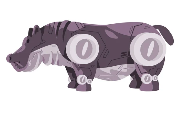 Hipopotama Hipopotama Robot Zabawka Zwierzę Robot Stworzenie Maszyna Futurystyczny Cyborg — Wektor stockowy