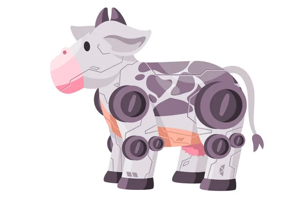 Krowa Bydło Robot Zwierzę Robot Stworzenie Maszyna Futurystyczny Cyborg Ilustracja — Wektor stockowy