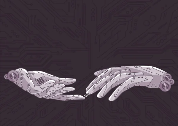Mão Robô Tocar Uns Aos Outros Dedo Inteligência Artificial Tecnologia —  Vetores de Stock