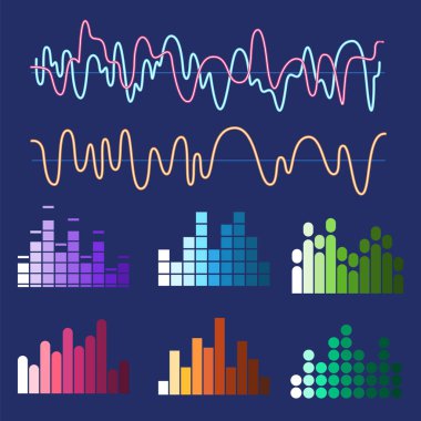 müzik dalgaları rengarenk grafik eşitleyici müzik ses dalga boyu teknolojisi modern dijital elektronik vektör