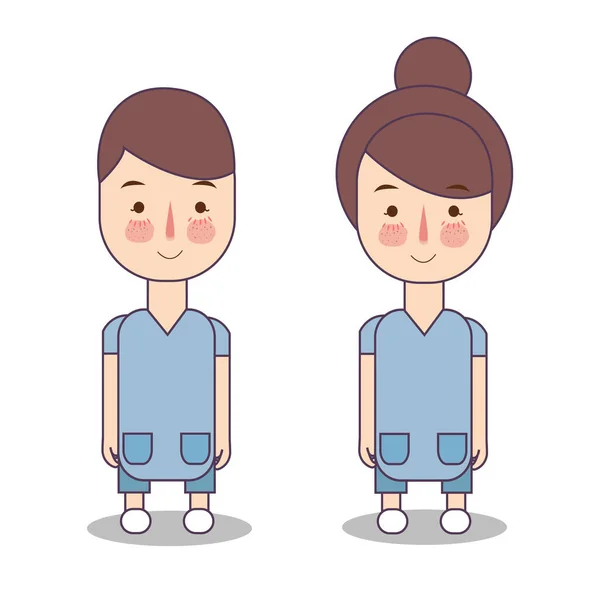Garçon Fille Patient Couleur Bleue Portant Des Vêtements Maladie Maladie — Image vectorielle