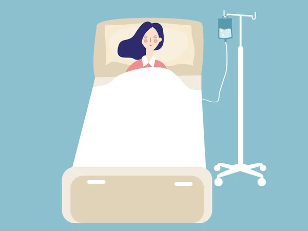 Yatakta Dinlenen Hasta Sağlıksız Sağlıksız Sağlıksız Hastalık Tedavisi Tıbbi Vektör — Stok Vektör
