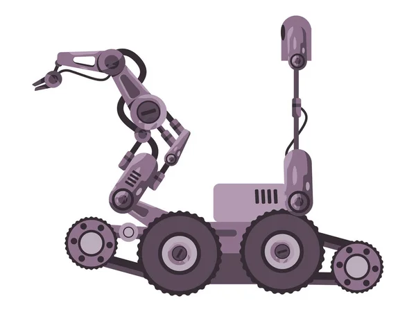 Bombenentschärfung Fahrzeug Roboter Hand Mechanischer Arm Terrorismusbekämpfung Griff Gefährliche Sicherheit — Stockvektor