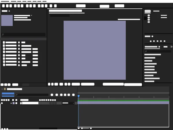Workspace Videobearbeitung Benutzeroberfläche Layout Bildschirmdesign Animation Kreative Software Anwendung Vektor — Stockvektor