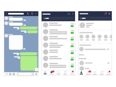 Sohbet uygulama teknolojisi çevrimiçi iletişim sanal yazma ileti diyaloğu kullanıcı arayüzü vektörü