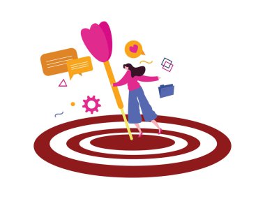 Strateji pazarlama hedef iş geliştirme güzel bir kızla ürün satma gelişimi rahat giyin