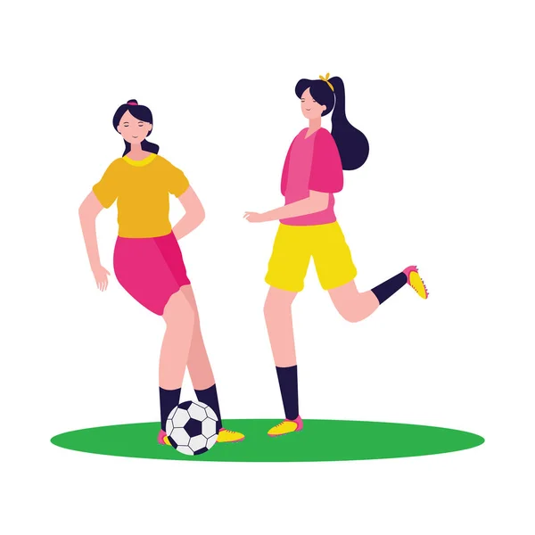 Spieler Fußball Mädchen Athlet Professionelle Geschicklichkeit Sport Spiel Wettbewerbsspiel Und — Stockvektor