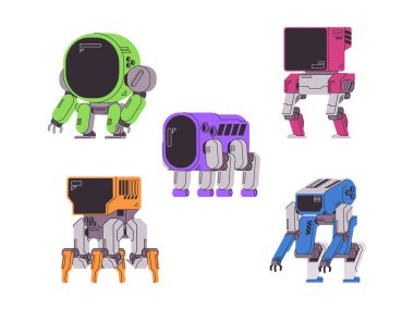 renkli robot fütürist modern dijital otomasyon elektronik makine cyborg robot karakter vektörü
