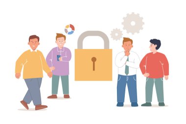 Şirket yazılım güvenlik vektöründe güvenlik sembolü kilit güvenlik kilidi.