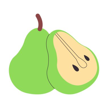 Dilimlenmiş yeşil armut taze sağlık lezzetli meyve organik doğa vitamin besin vektörü