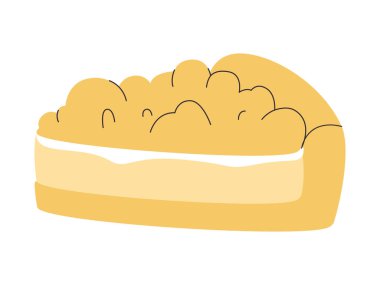Bir parça Kuçhen veya turta lezzetli tatlı tatlı tatlı pasta yiyecekler taze lezzetli atıştırmalık yemek vektörü