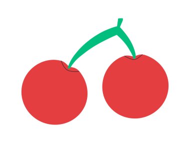 İki kırmızı kiraz taze sulu çiğ veya olgun meyve sağlıklı doğal vejetaryen tatlı tat vektörü