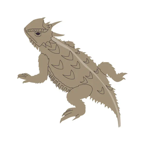 Boynuzlu kertenkele türü vahşi doğa hayvan zararsız sürüngen kuyruklu ve azgın kamuflaj yaratık vektörü