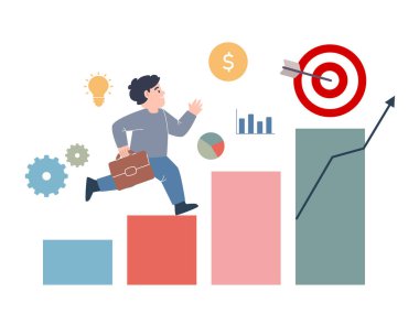 İş adamı hızlı hareket ediyor ve pazarlama hedefini artırıyor