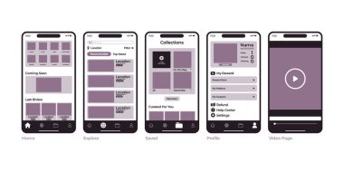 uygulama tasarım uygulamaları konsept panel arayüzü UI akıllı telefon mobil mobil araç web illüstrasyon şablonu vektörü