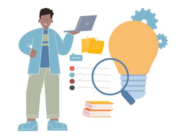 Fikir yönetimi analiz notunu almak bilgi hırsı tasarım tasarım illüstrasyon vektörünü analiz etmek