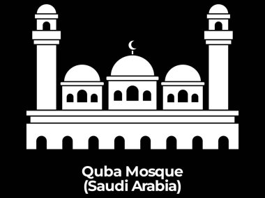 quba camii medine medinah madinah arab kutsal bina namaz yeri İslami mimari tasarım ikon çizim vektörü
